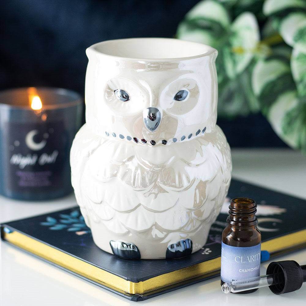 Owl-Shaped Iridescent Oil Burner and Wax Warmer Decor by Spirit of equinox