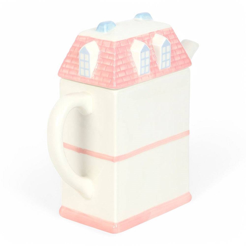 Pastel House Shaped Teapot, Storybook Cottage Design For Tea Lovers by Jones Home & Gifts