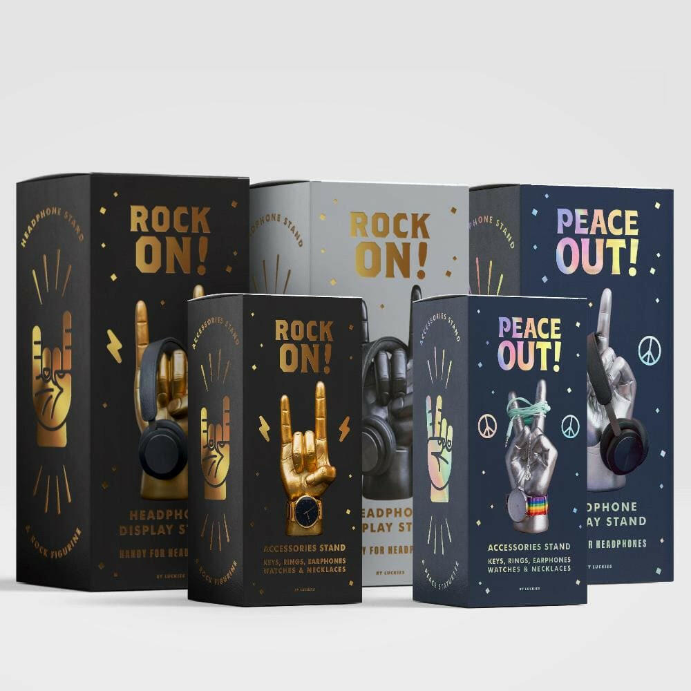 The Fashion Gift Shop: Rock On Headphone Stand with Gift Box for Music Lovers by Luckies, Headphone Holder