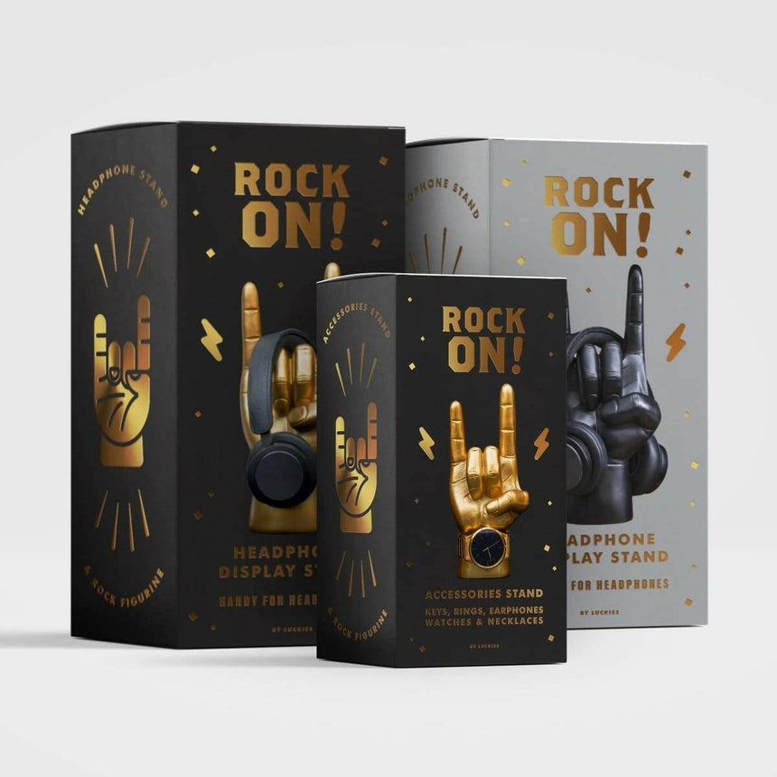 The Fashion Gift Shop: Rock On Headphone Stand with Gift Box for Music Lovers by Luckies, Headphone Holder