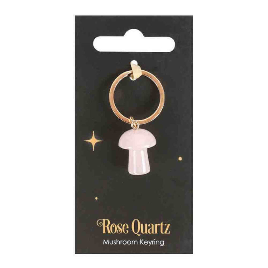 The Fashion Gift Shop: Rose Quartz Crystal Mushroom Keyring for Healing Energy by Spirit of equinox, Bag Charms & Keyrings