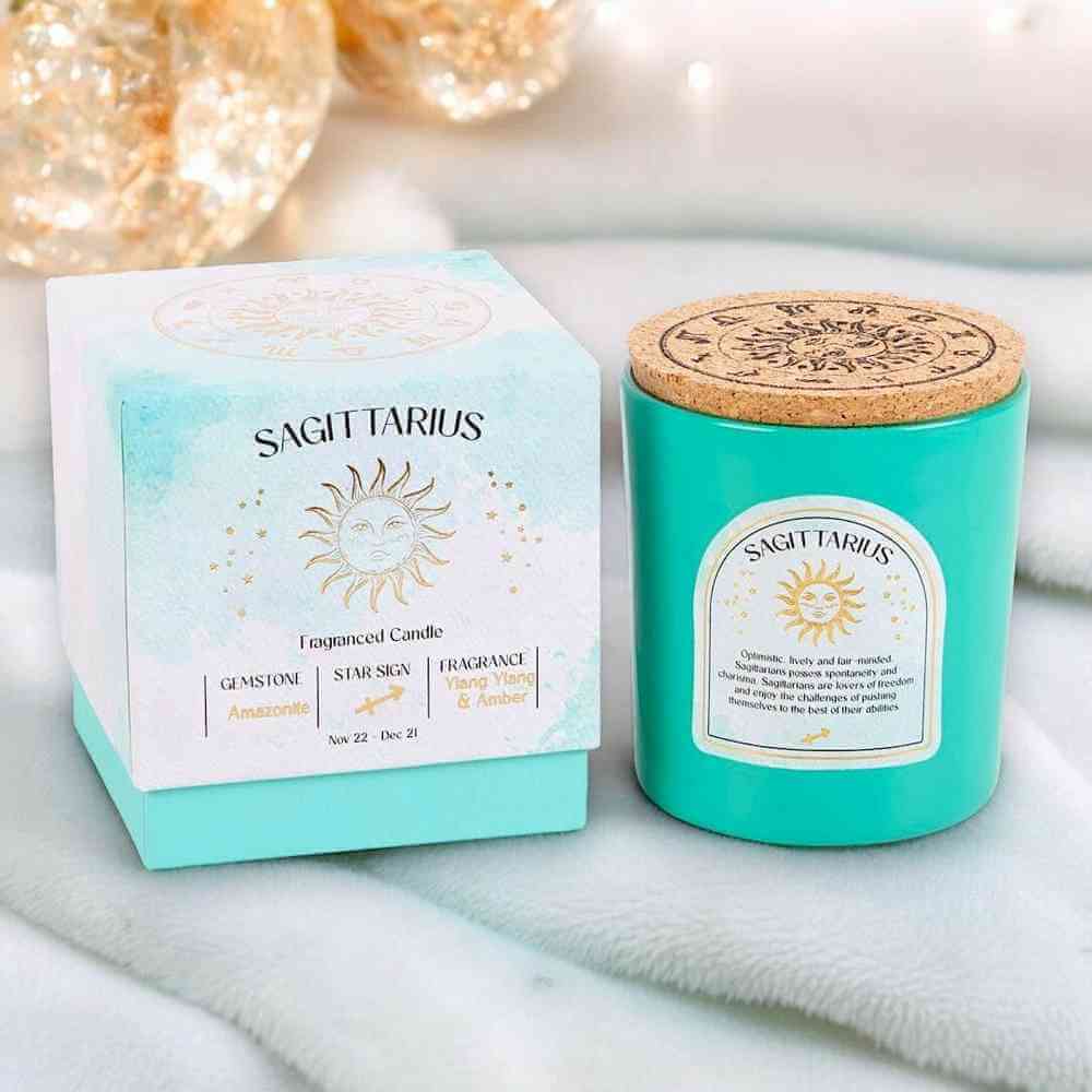 Sagittarius Ylang Ylang & Amber Gemstone Zodiac Candle by Jones Home & Gifts