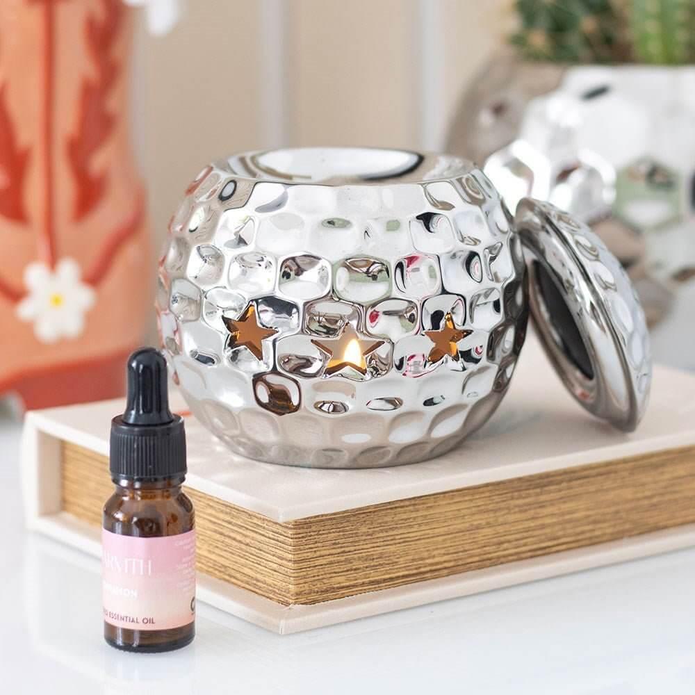The Fashion Gift Shop: Silver Retro Sparkle Disco Ball Oil Burner, Retro Rodeo Collection by Jones Home & Gifts, Oil Burner & Wax Melters
