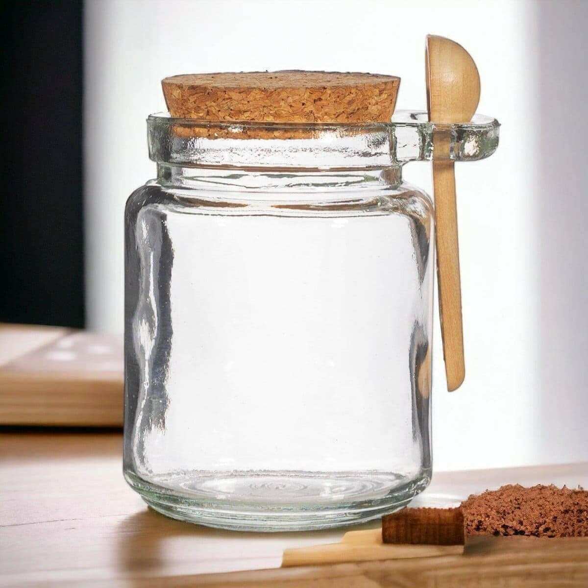 The Fashion Gift Shop: Small Jar With Cork Lid and Bamboo Spoon, Plastic Free, Reusable by Sass and Belle, Food Storage Accessories