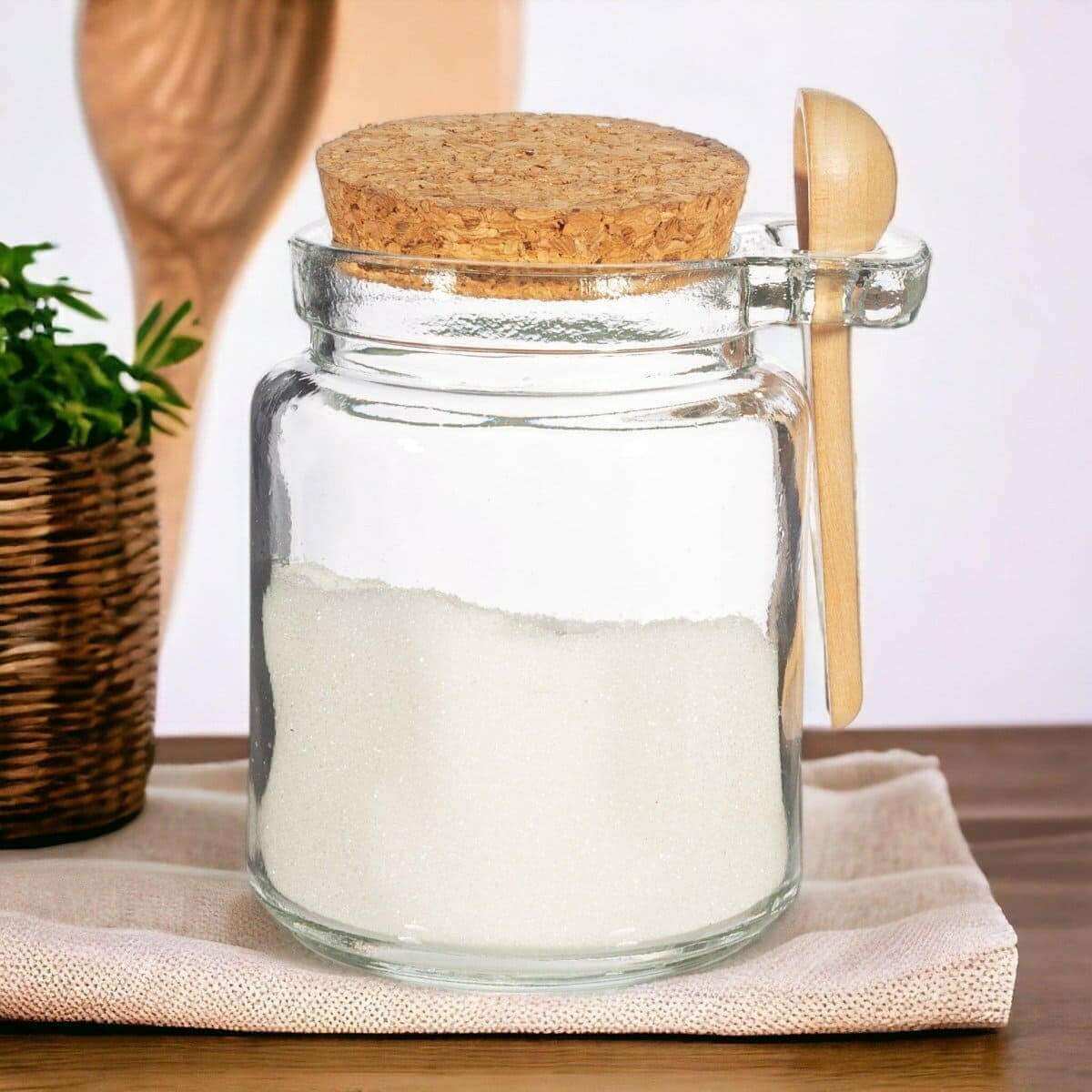 The Fashion Gift Shop: Small Jar With Cork Lid and Bamboo Spoon, Plastic Free, Reusable by Sass and Belle, Food Storage Accessories