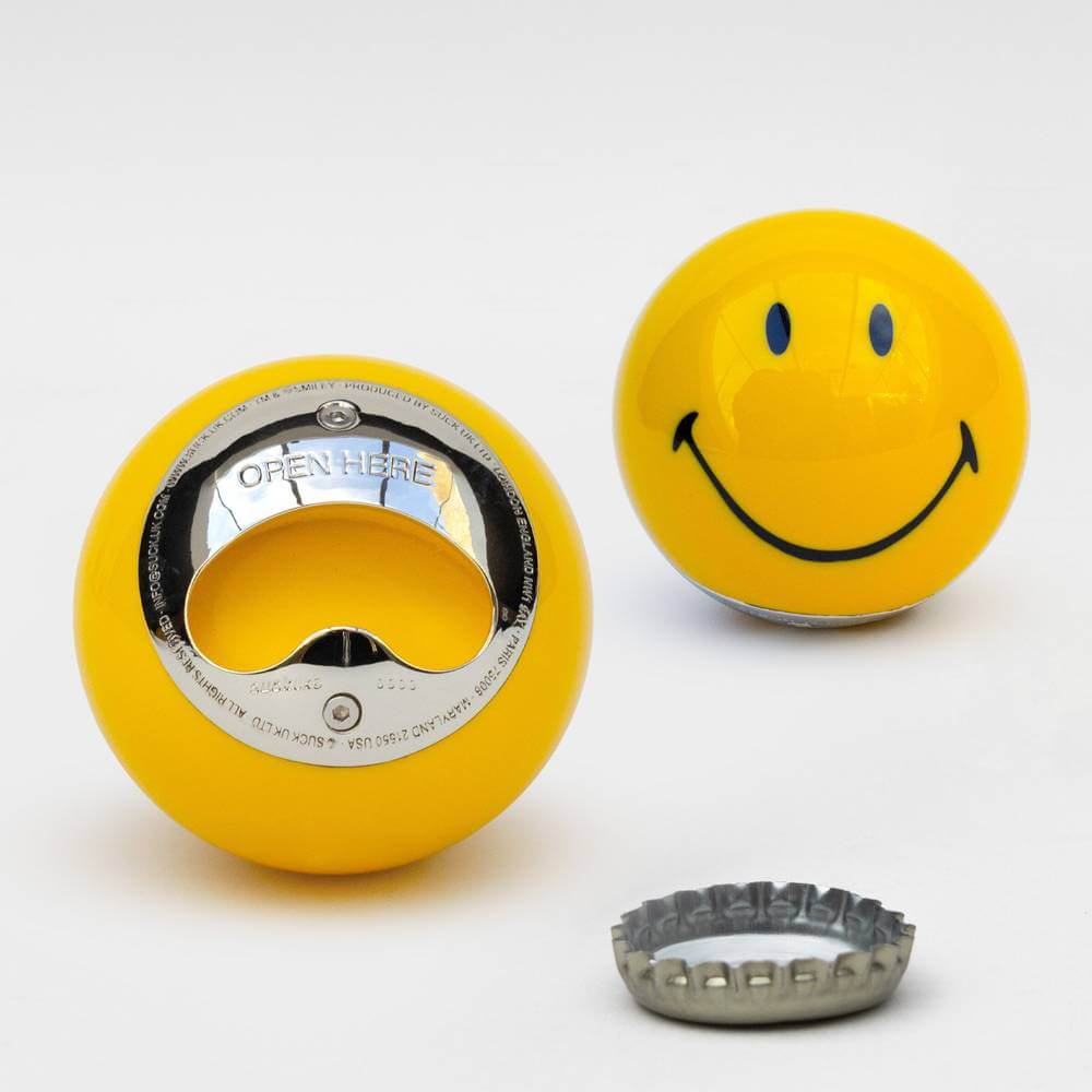 The Fashion Gift Shop: Smiley Bottle Opener, Bright Yellow, Made from a Pool Ball by SuckUK, Bottle Openers