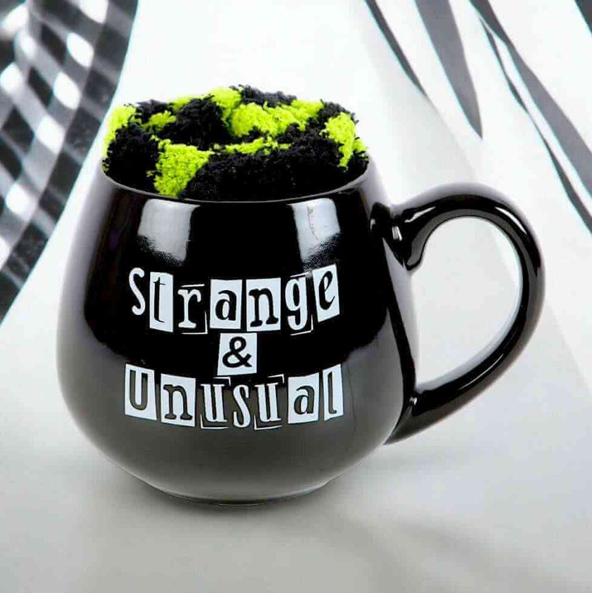 The Fashion Gift Shop: Strange & Unusual Black Mug and Socks Gift Set for Quirky Souls by Spirit of equinox, Mugs and Cups