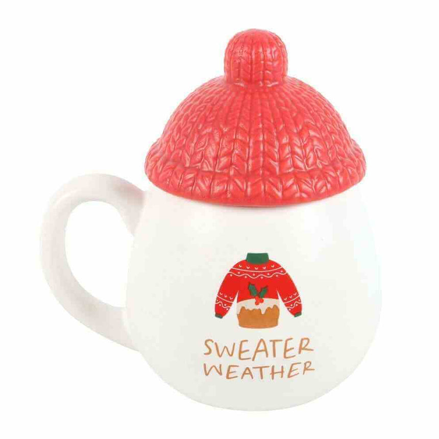 The Fashion Gift Shop: Feastive Mug with Cosy Hat, Sweater Weather Hot Cocoa Mugs by Jones Home & Gifts, Mugs and Cups
