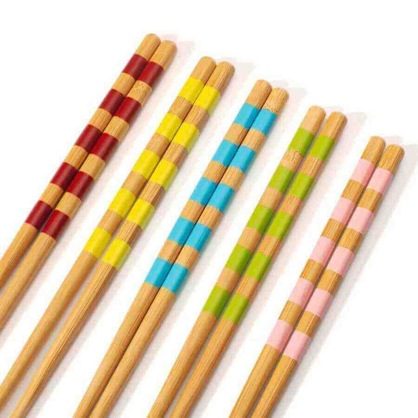 The Fashion Gift Shop: Bamboo Vibrant Striped Chopsticks - Set of 5 by Sass and Belle, Chop Sticks