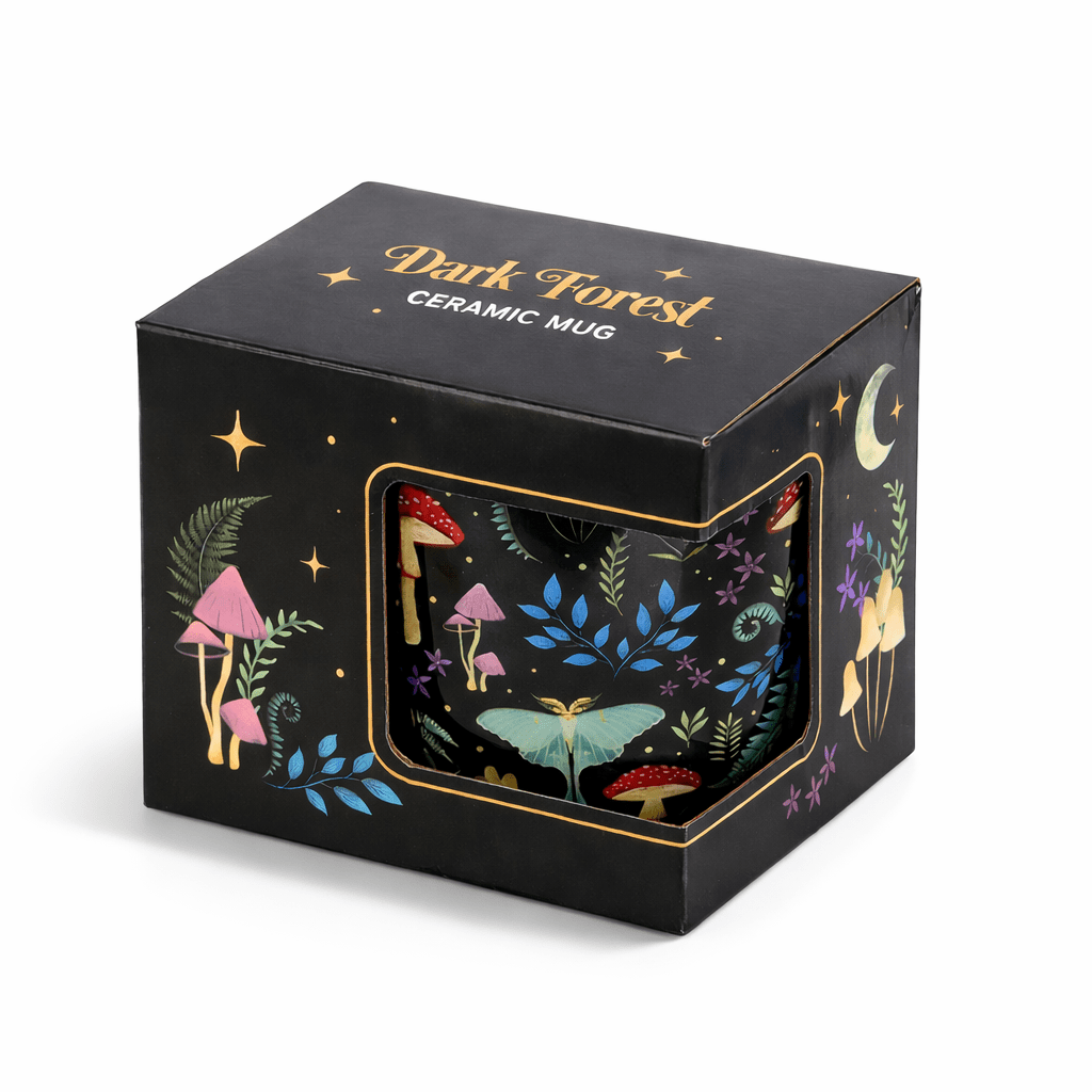 The Fashion Gift Shop: Dark Forest Print Mystical Mushroom Mug for Enchanted Mornings by Spirit of equinox, Mugs and Cups