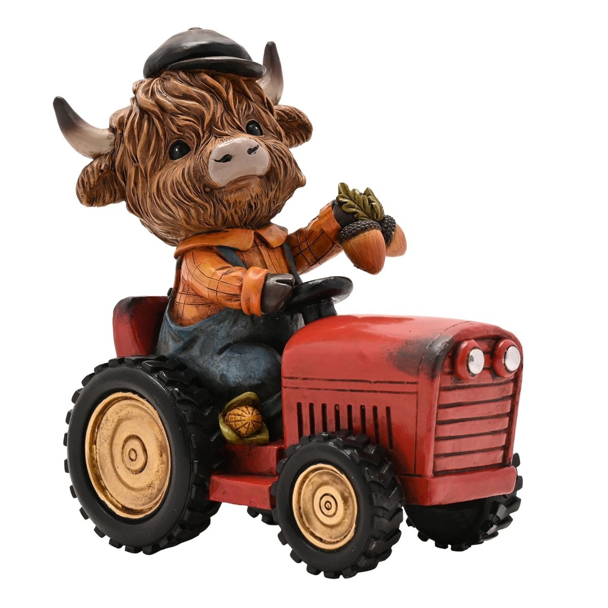 The Fashion Gift Shop: Highland Cow sits happily on a tractor, creating a charming rural scene by Country Living, Animal Ornament
