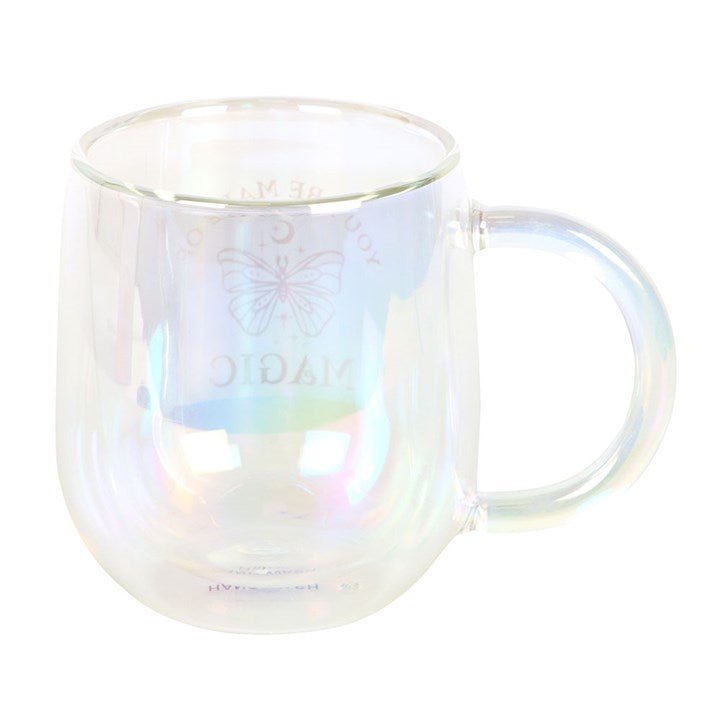 The Fashion Gift Shop: Iridescent Double - Walled Glass Round Mug, You Are Made Of Magic by The Fashion Gift Shop ,