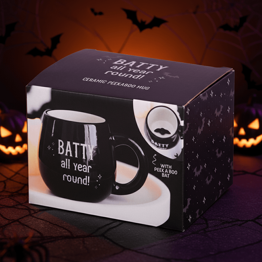 The Fashion Gift Shop: The Batty All Year Black Mug features a delightful hidden Bat design! by Spirit of equinox, Mugs and Cups