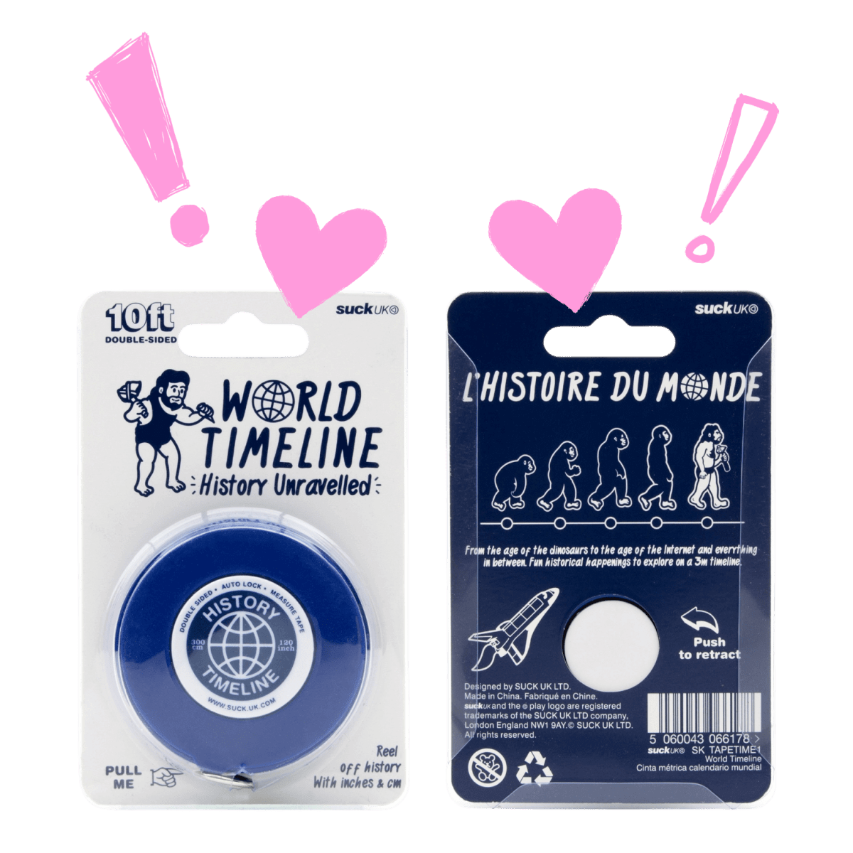 World History Fun learning Illustrated Chronology Measuring Tape by SuckUK