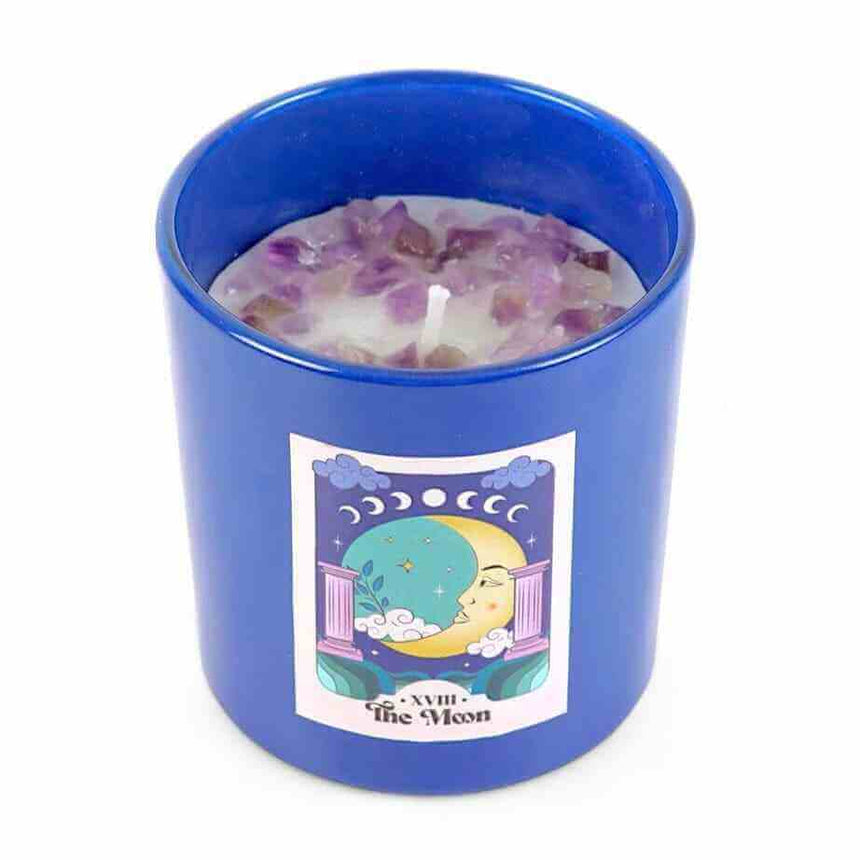The Fashion Gift Shop: The Moon Amethyst Crystal Chip Violet - Scented Candle by Jones Home & Gifts, Candles