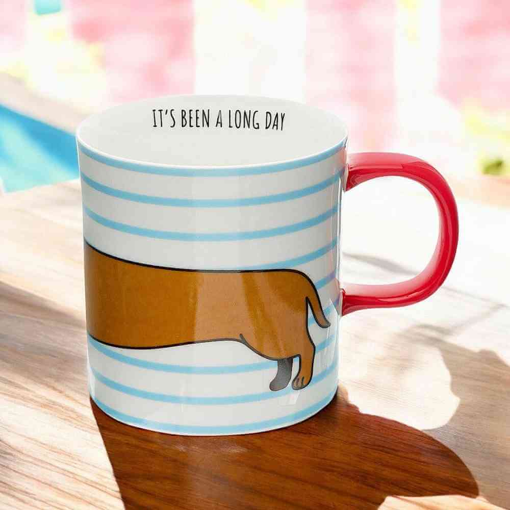 The Fashion Gift Shop: Dachshund Mugs Sausage Dog Humorous Mug, It's Been A Long Day by Sass and Belle, Mugs and Cups