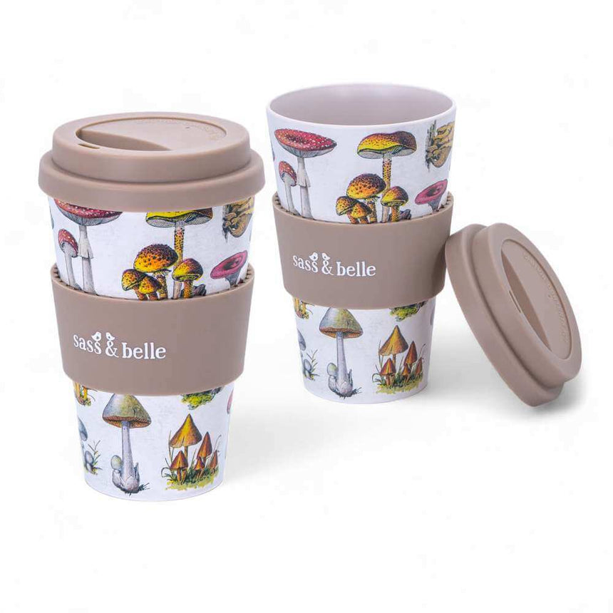 The Fashion Gift Shop: Vintage Mushroom Travel Coffee Cup, Made Recycled Bottles by Sass and Belle, Travel Mug