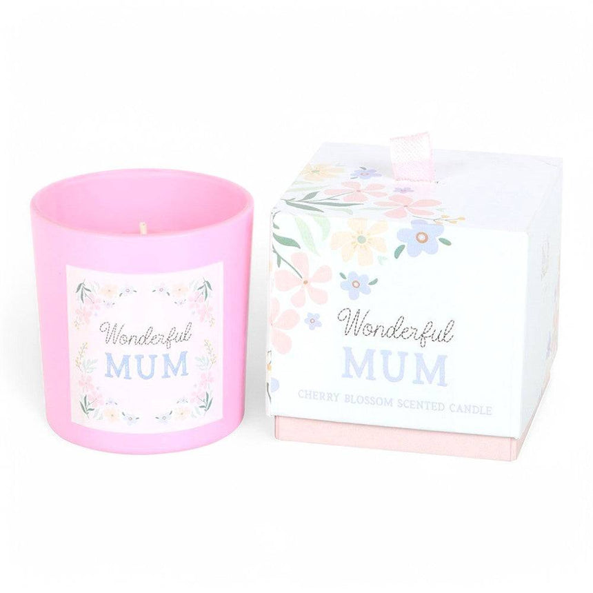 The Fashion Gift Shop: Wonderful Mum Cherry Blossom Pink Candle with Matching Box by Jones Home & Gifts, Candles