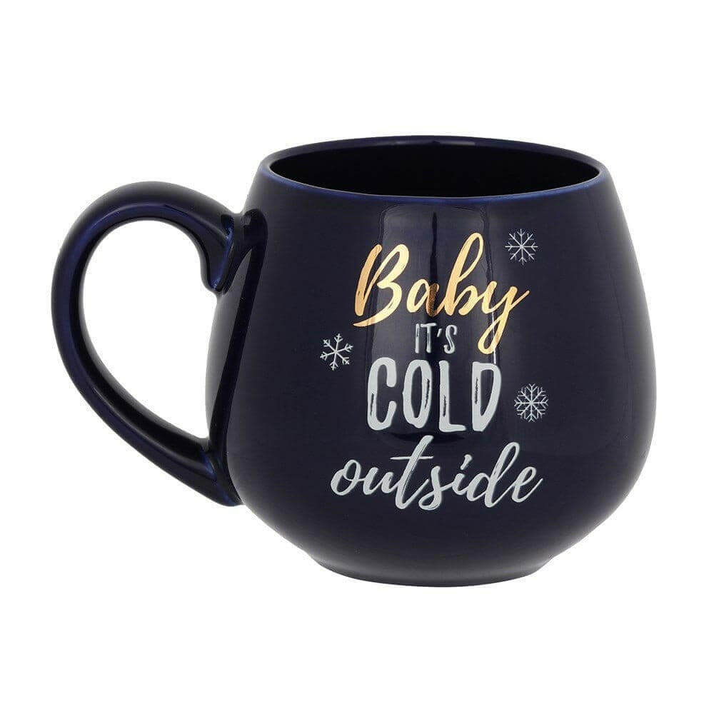 The Fashion Gift Shop: Baby It's Cold Outside Ceramic Blue Christmas Mug by Jones Home & Gifts, Mugs and Cups