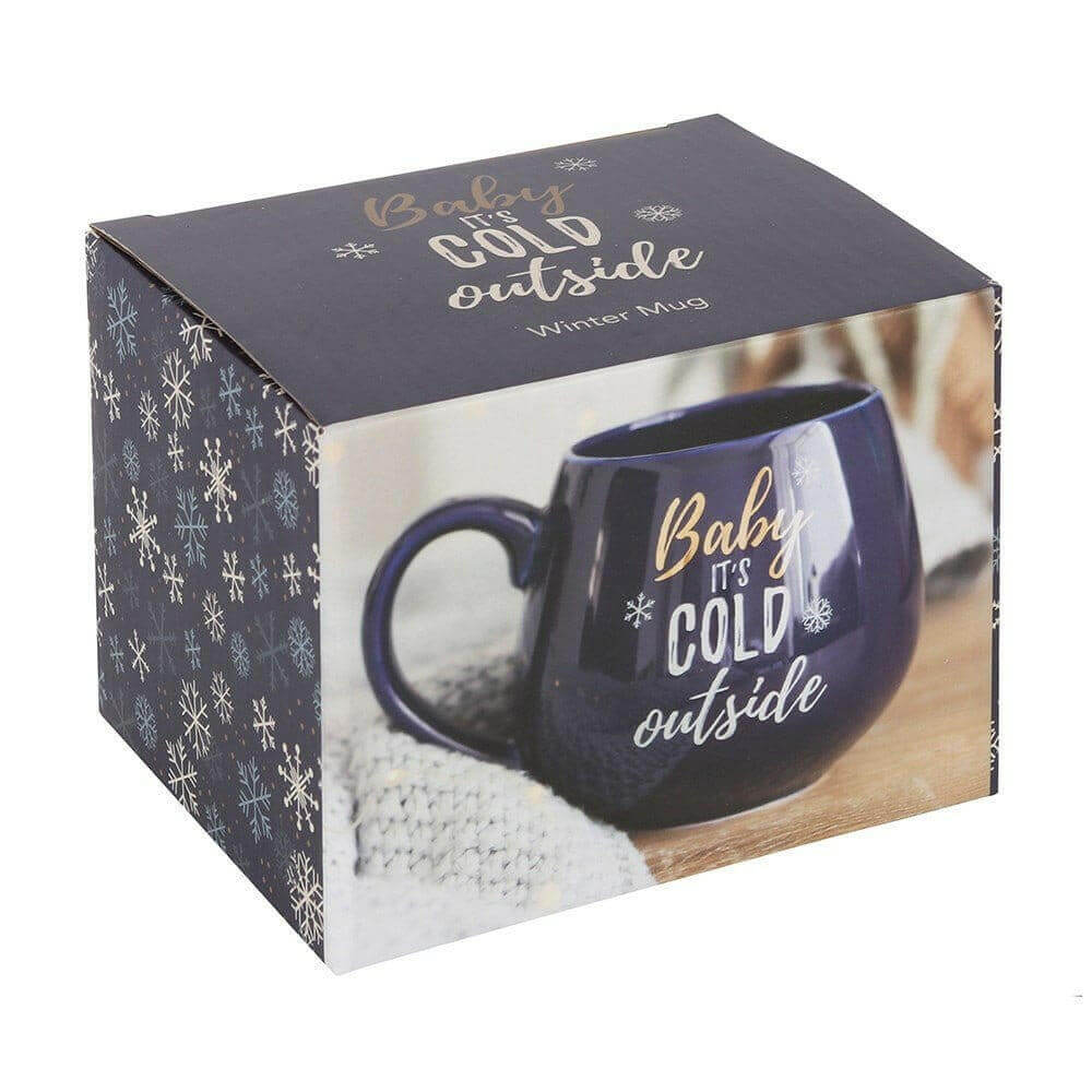 The Fashion Gift Shop: Baby It's Cold Outside Ceramic Blue Christmas Mug by Jones Home & Gifts, Mugs and Cups