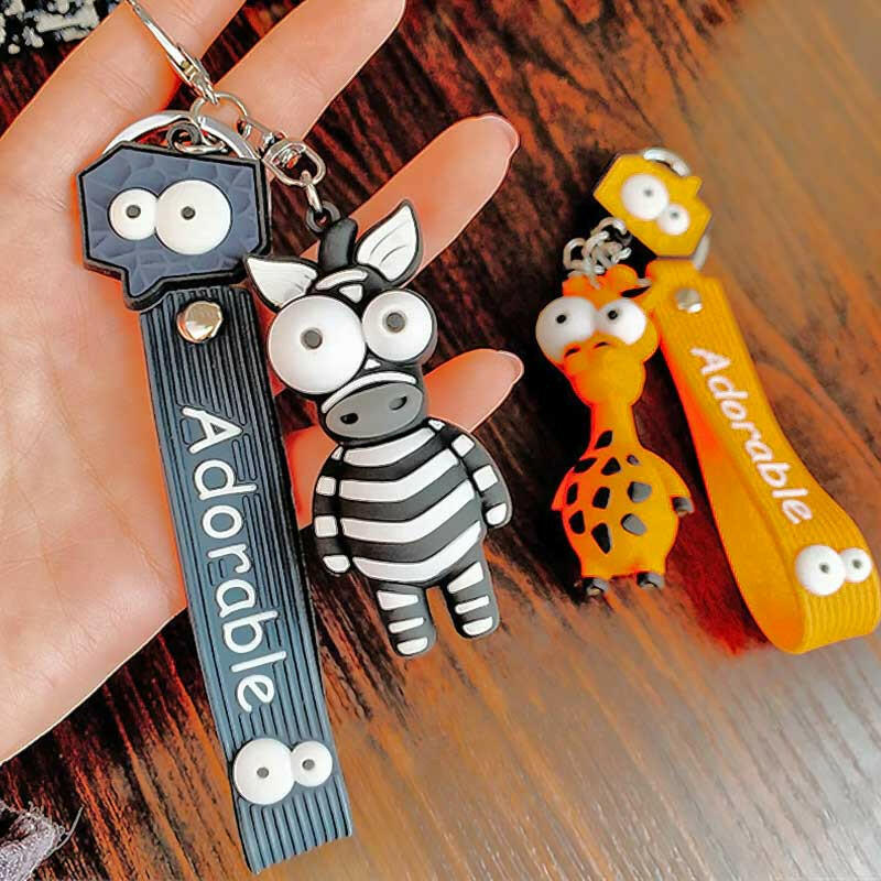 Giraffe - Zebra Handbag Charm Keyrings with Extra Charms by Fashion Accessories