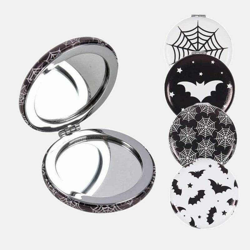 The Fashion Gift Shop: Bats and Spiderwebs Compact Mirrors for Quick Touch - Ups by Spirit of equinox, Compact Mirror