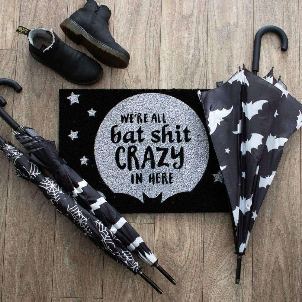 Where All Bat Crazy Halloween Doormat for Halloween Decor by Spirit of equinox