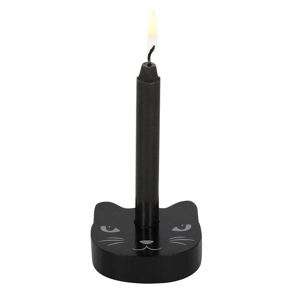 The Fashion Gift Shop: Black Cat Face Spell Candle Holder for Magical Rituals by Spirit of equinox, Candle Holders