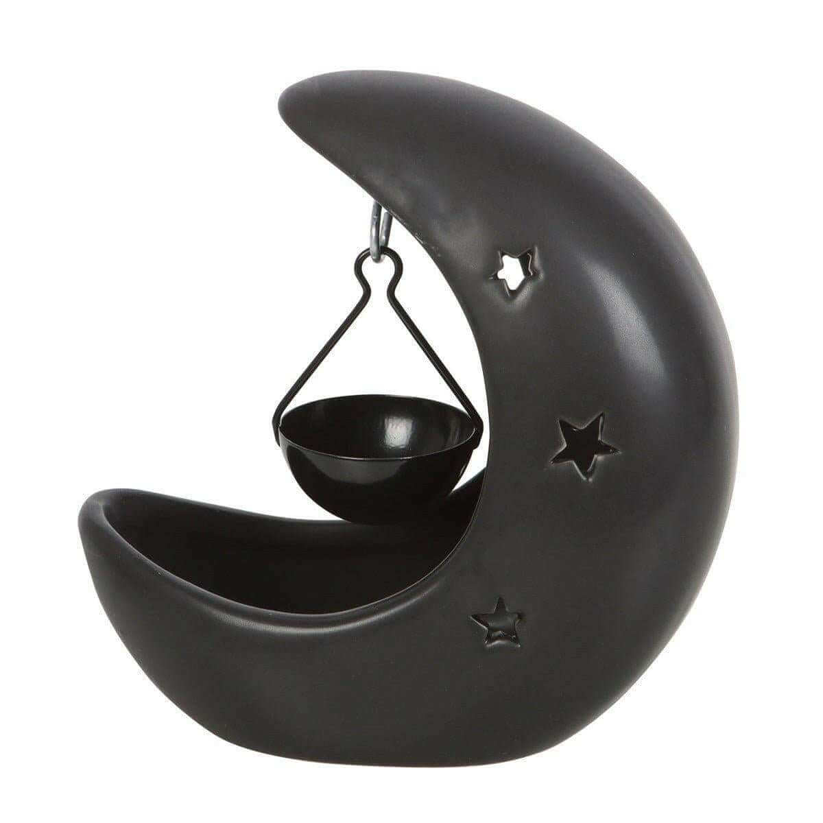 Black Crescent Moon Hanging Oil Burner for Home Decor by Spirit of equinox