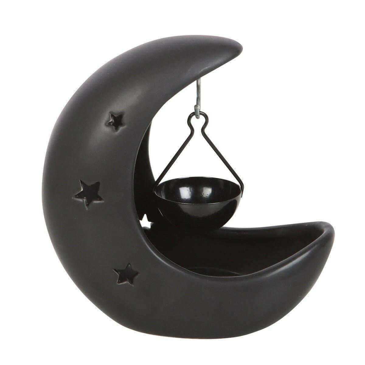Black Crescent Moon Hanging Oil Burner for Home Decor by Spirit of equinox