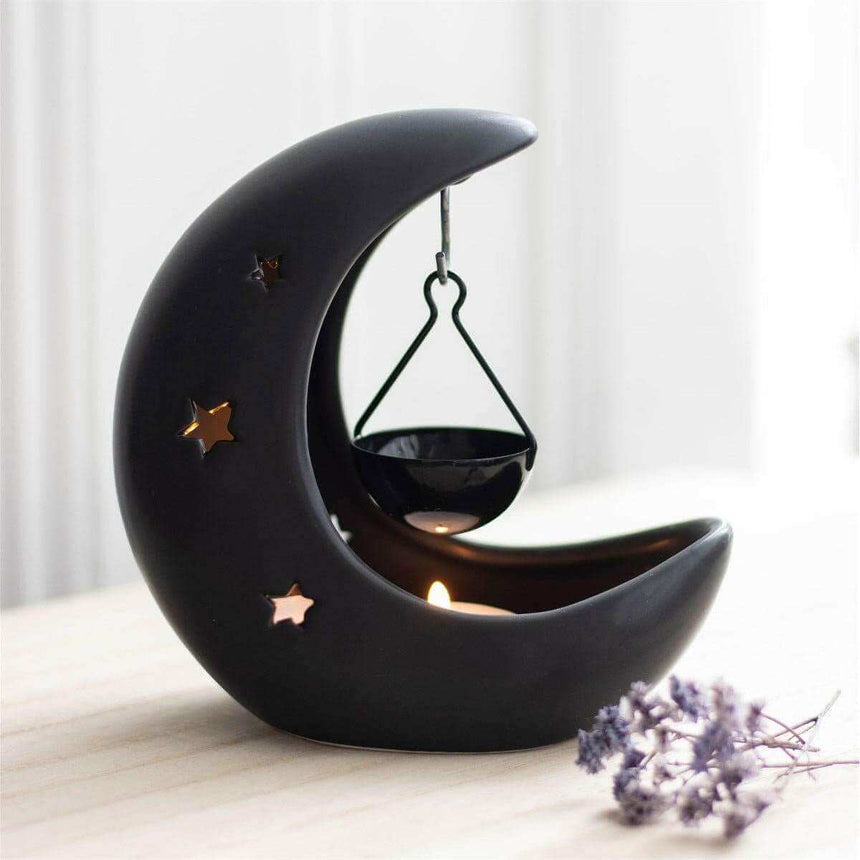 The Fashion Gift Shop: Black Crescent Moon Hanging Oil Burner for Home Decor by Spirit of equinox, Oil Burner & Wax Melters