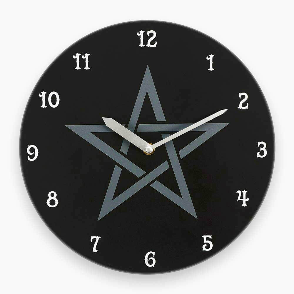 The Fashion Gift Shop: Black Pentagram Wall Clock Mystical Black Magic Gift by Jones Home & Gifts, Childs Wall Clocks