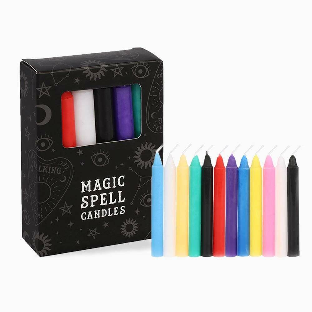 The Fashion Gift Shop: Box of 12 Mini Mixed Colours Spell Casting Candles Set by Spirit of equinox, Candles