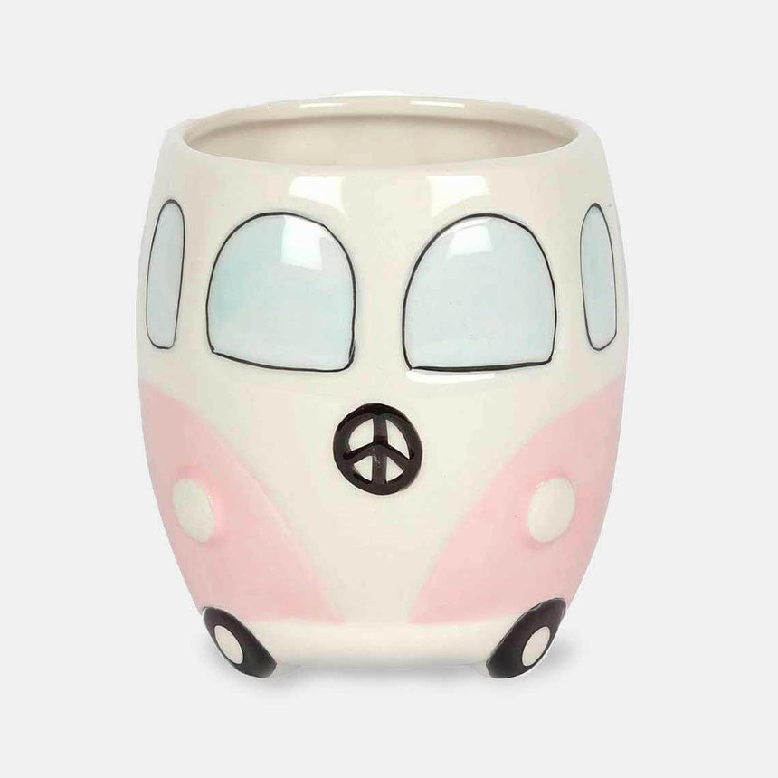 The Fashion Gift Shop: Campervan Novelty Mug in Dark Green and Pale Pink by Jones Home & Gifts, Mugs and Cups
