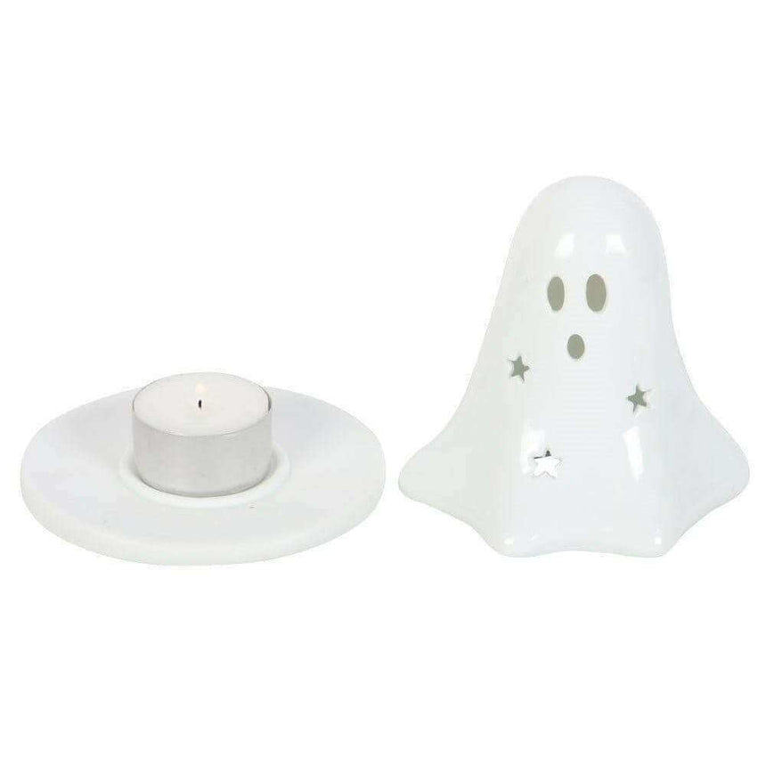The Fashion Gift Shop: Ceramic Ghost Tealight and Incense Cone Holder for Decor by Spirit of equinox, Tea Light Holder