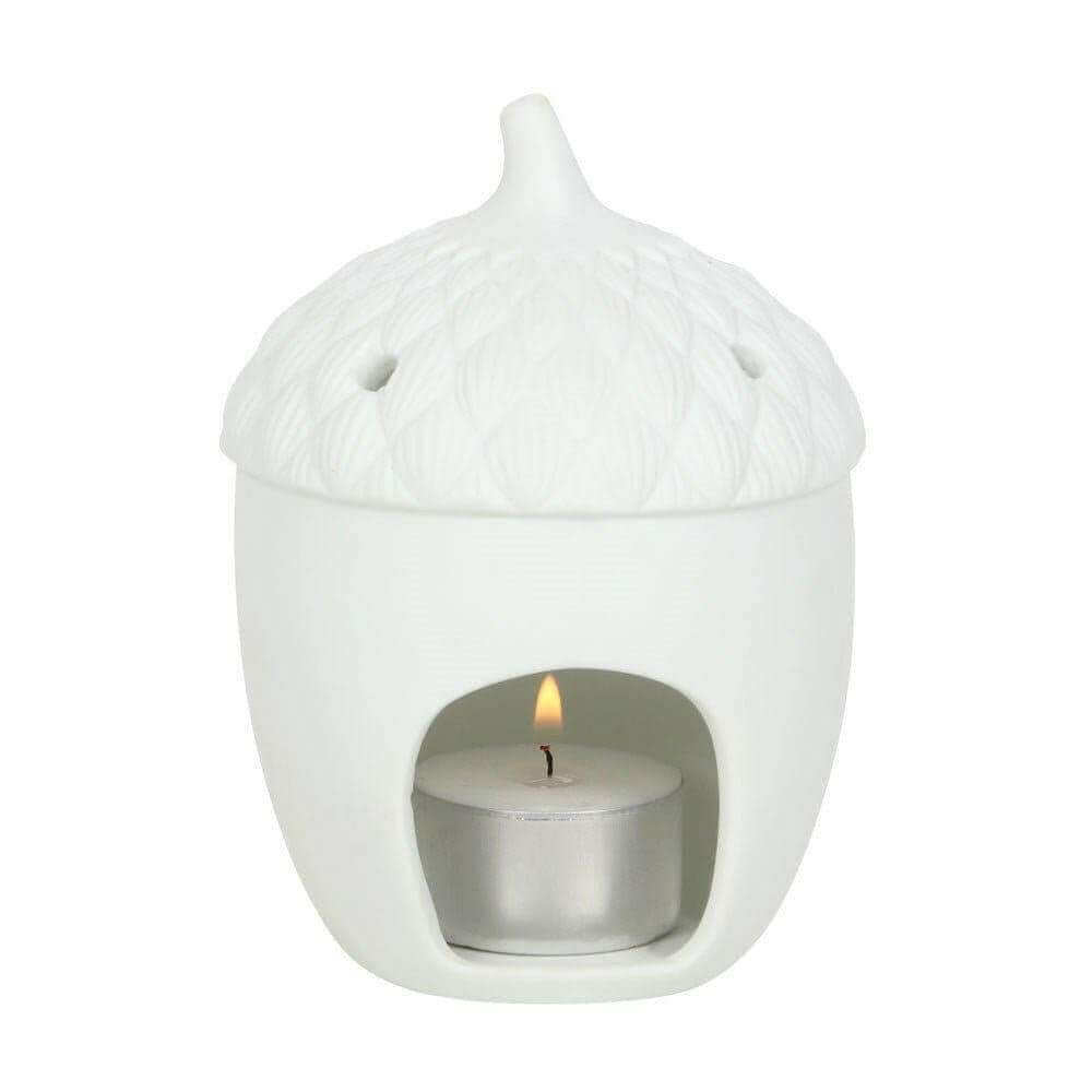 The Fashion Gift Shop: Cosy White Acorn Tealight Holder by Jones Home & Gifts, Tea Light Holder
