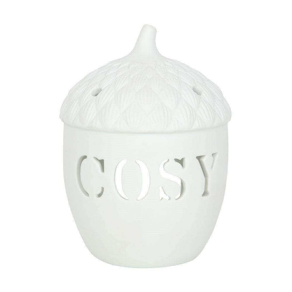 Cosy White Acorn Tealight Holder by Jones Home & Gifts