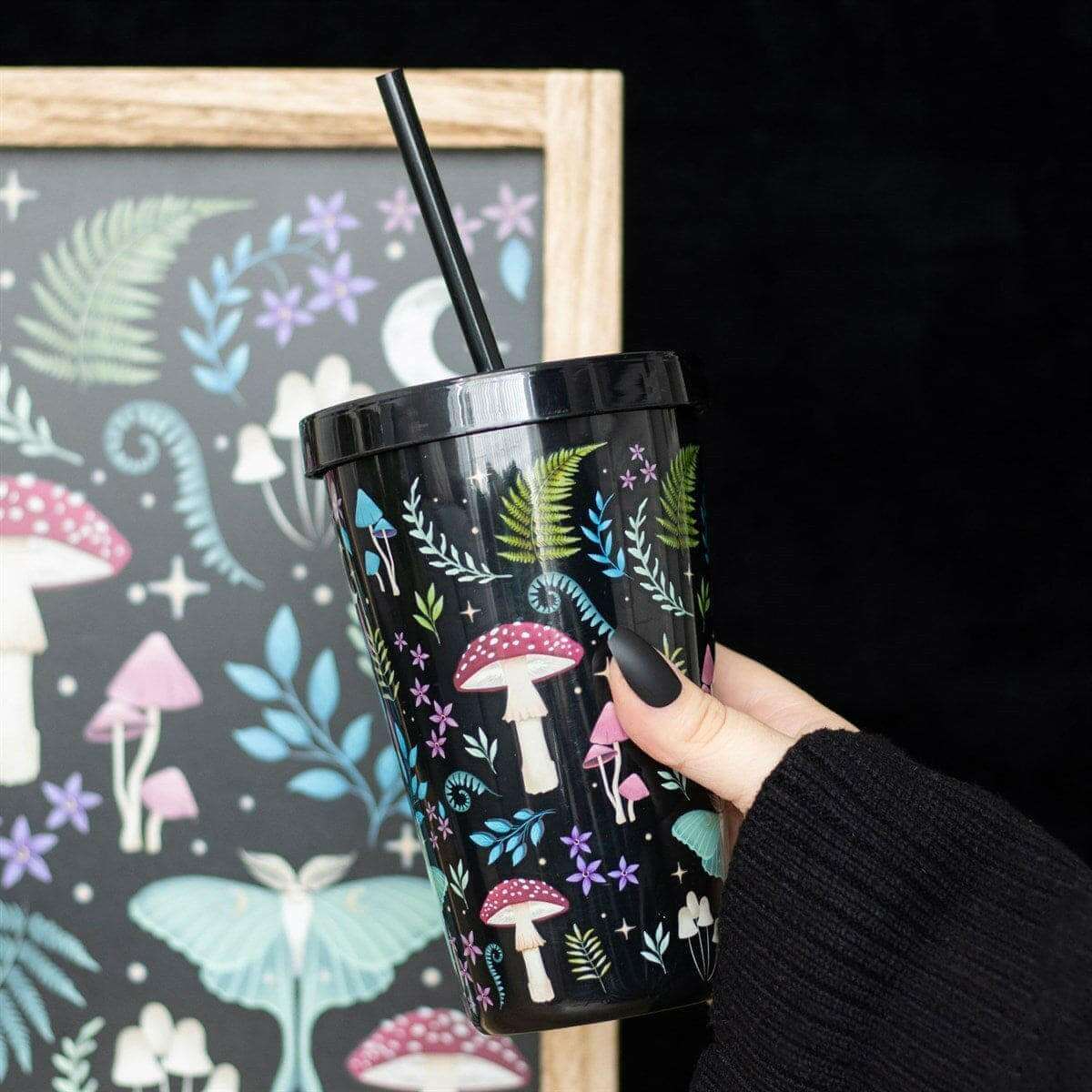 Dark Forest Print Plastic Tumbler with Straw for Drinks by Spirit of equinox