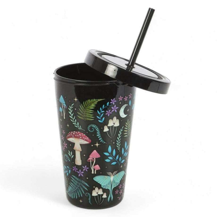 Dark Forest Print Plastic Tumbler with Straw for Drinks by Spirit of equinox