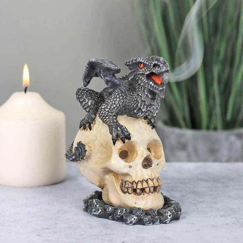 Age of Dragons Black Dragon Skull Incense Burner