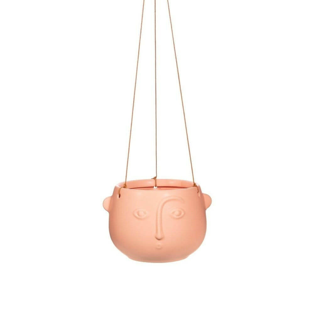 Face Hanging Planter Matte Pink and Matte Black by Sass and Belle