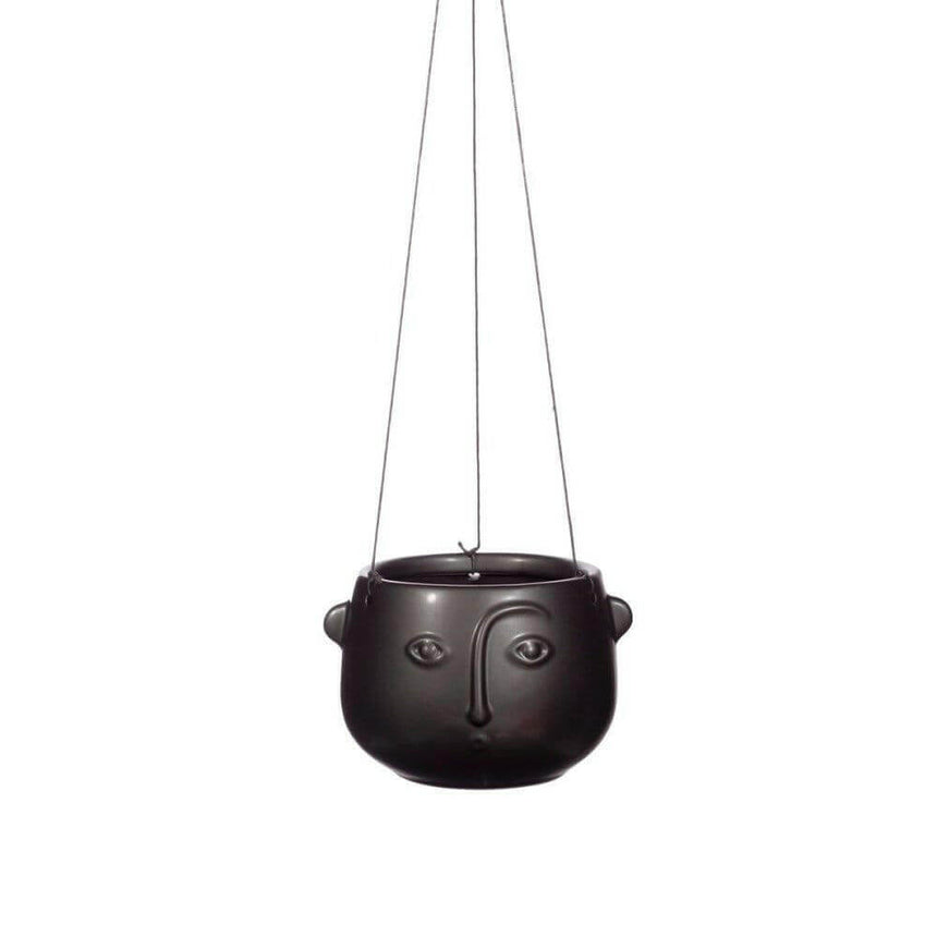 The Fashion Gift Shop: Face Hanging Planter Matte Pink and Matte Black by Sass and Belle, Pots and Planters