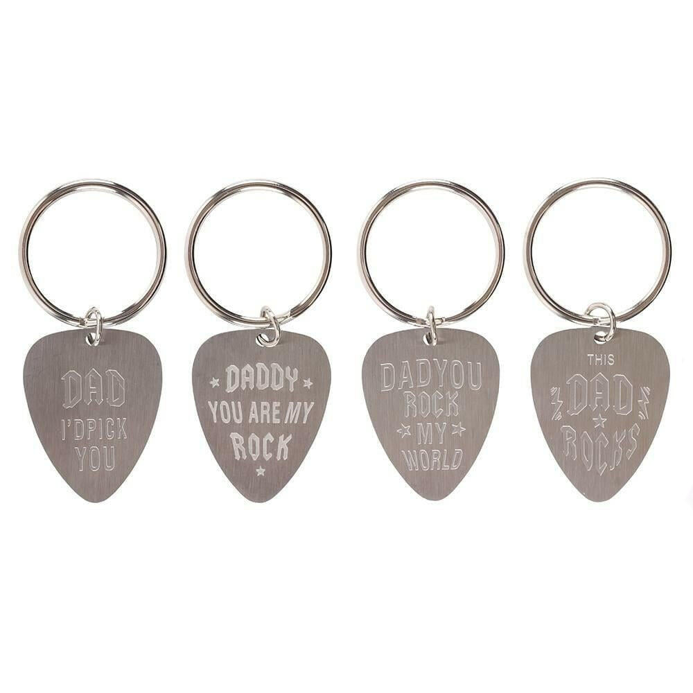 Fathers Day - Dad Rocks Keyring - Plectrum Shape - Daddy Day Gifts by Fashion Accessories