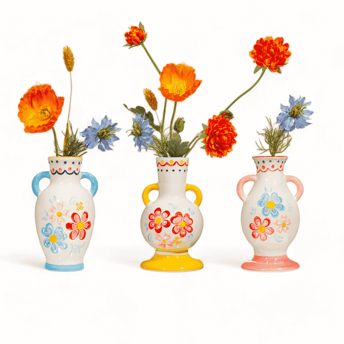 The Fashion Gift Shop: Folk Floral Small Vase Assorted Colours by Sass and Belle by Sass and Belle, VASES