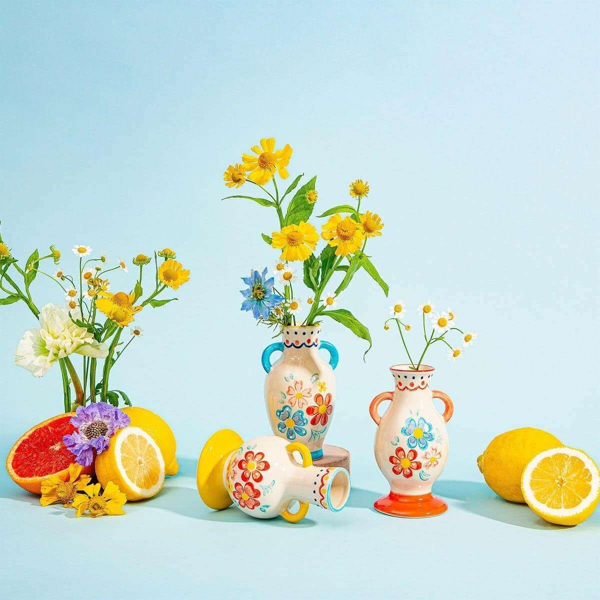 The Fashion Gift Shop: Folk Floral Small Vase Assorted Colours by Sass and Belle by Sass and Belle, VASES