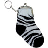 Fun Novelty Sock Shaped Coin Purse - Black-White Zebra