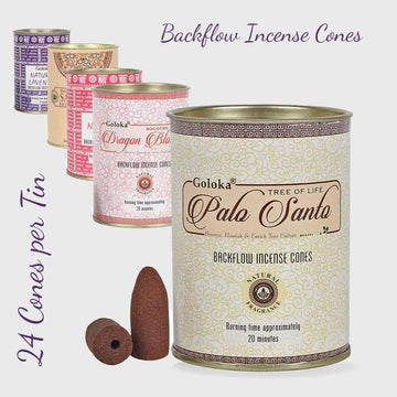Goloka Backflow Incense Cone - Pala Santa - Sandalwood - Lavender + - The Fashion Gift Shop by Goloka