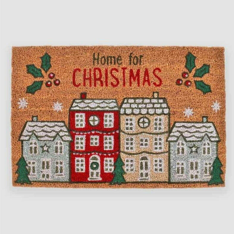 The Fashion Gift Shop: Home For Christmas Festive Natural Doormat, Door - Scape by Jones Home & Gifts, Door Mats
