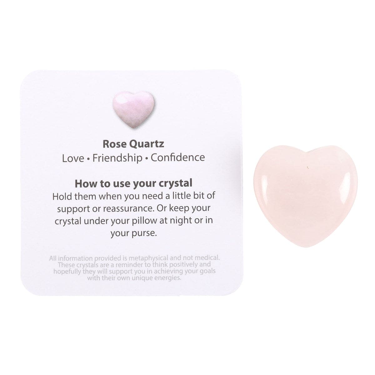 I Love You Rose Quartz Crystal Heart in a Bag - Lucky Crystals by Spirit of equinox