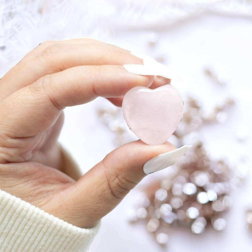 The Fashion Gift Shop: I Love You Rose Quartz Crystal Heart in a Bag Gift by Spirit of equinox, Lucky Crystals
